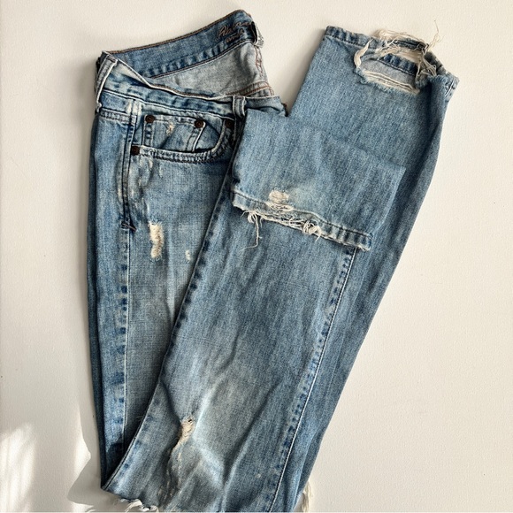 Vintage Jeans Abercrombie & Fitch Destroyed Straight Leg Light-wash Size 6 - Picture 3 of 6
